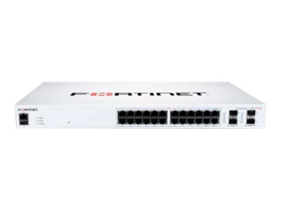 Fortinet FortiSwitch 124F-FPOE - Conmutador - Gestionado - 24 x 10/100/1000 (PoE+) + 4 x 10 Gigabit SFP+ - flujo de aire lateral hacia atrás - montaje en rack - PoE+ (370 W)