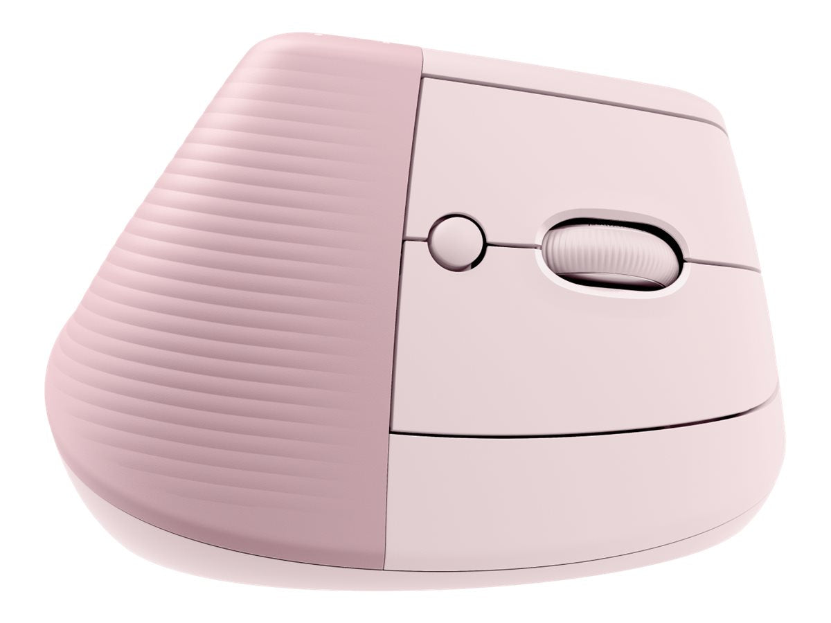 Logitech Lift Vertical Ergonomic Mouse - Ratón vertical - ergonómico - 6 botones - inalámbrico - 2.4 GHz, Bluetooth - receptor de USB Logitech Logi Bolt - rosa