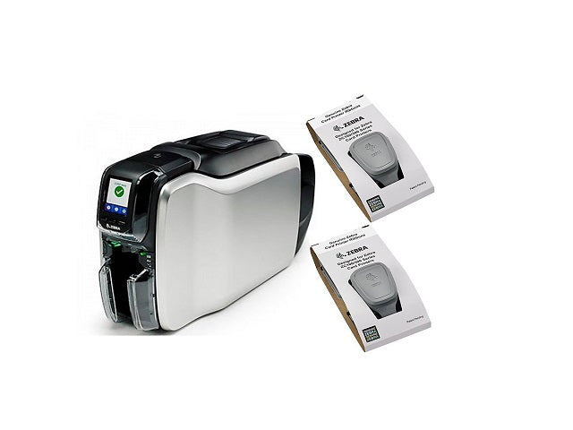 Zebra Impresora de Credenciales ZC300 Dual Sided US Cord USB & Ethernet KIT que Incluye Windows Driver CardStudio 2.0 (Standard) SW de diseño 200 PVC tarjetas YMCKOK ribbon ( para 200 imágene