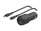 Belkin BoostCharge Dual Car Charger - Car power adapter - 37 Watt - PD 3.0 - 2 output connectors (USB, 24 pin USB-C)