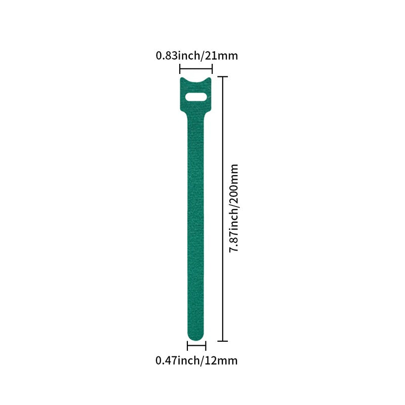Correa de velcro tipo T para organizar cables, 12 x 200mm, 1g, color verde