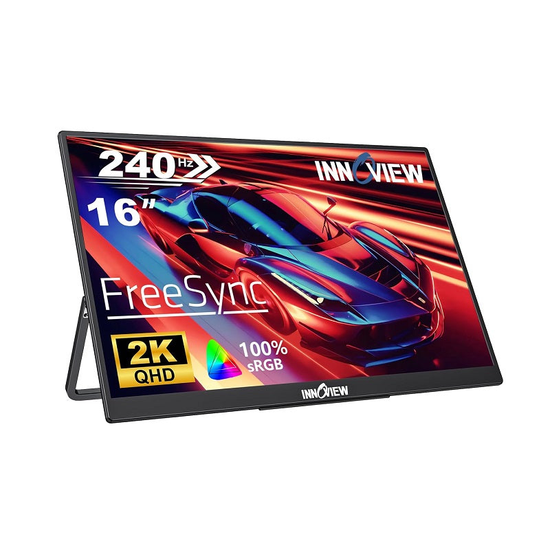 Monitor LED portátil InnoView PM408 de 16" 2K QHD 240Hz, IPS, puertos mini HDMI y USB Tipo C
