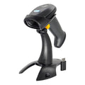 Lector de codigo de barra y QR AON, HS-250 2D, conexión inalámbrica 2.4G y Bluetooth, con base, Negro