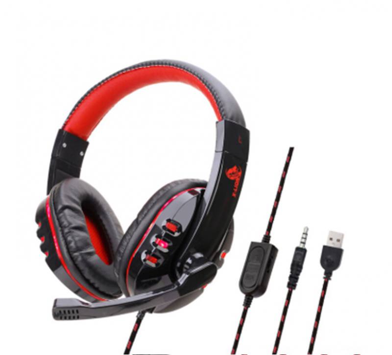 Headset Gaming X-LIONCON HP-400, conexión 3.5mm + USB, Micrófono ajustable, color rojo con negro.