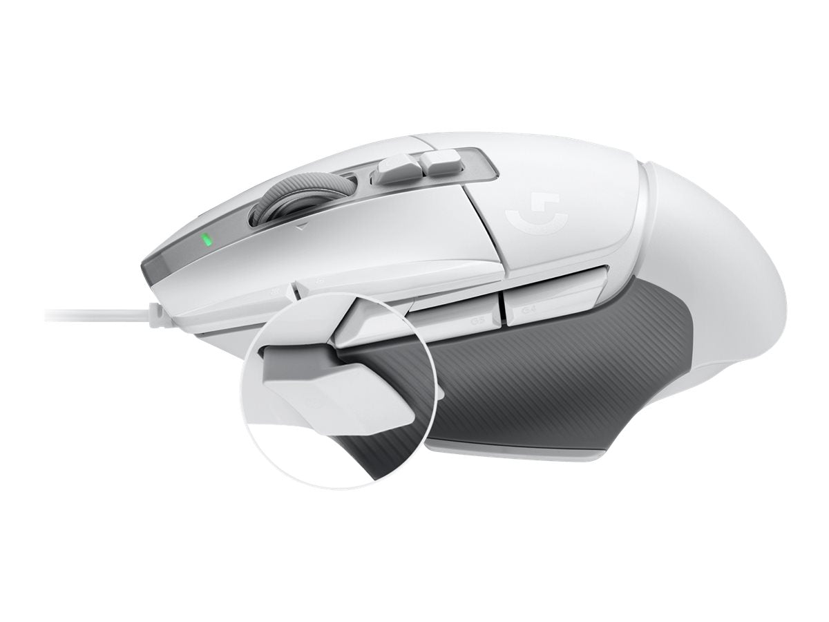 Logitech G502 X Wired Gaming Mouse - LIGHTFORCE hybrid optical-mechanical primary switches, HERO 25K gaming sensor, compatible with PC - macOS/Windows - White - Ratón - óptico - cableado - USB - blanco