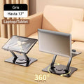 Base AIXPI ZJ24, para laptops y tablets de hasta 17", giro de 360°, Gris
