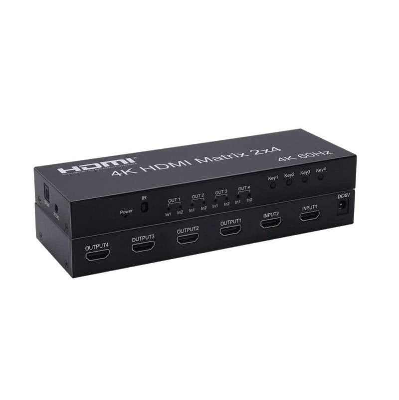 Switch/Splitter HDMI (2x4) Matrix de 4 Puertos De Salida, HDMI 1.4A, Ultra HD, 3D, 4Kx2K