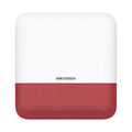Sirena Inalámbrica Hikvision AxPro con Estrobo Rojo para Exterior IP65 / 110 dB