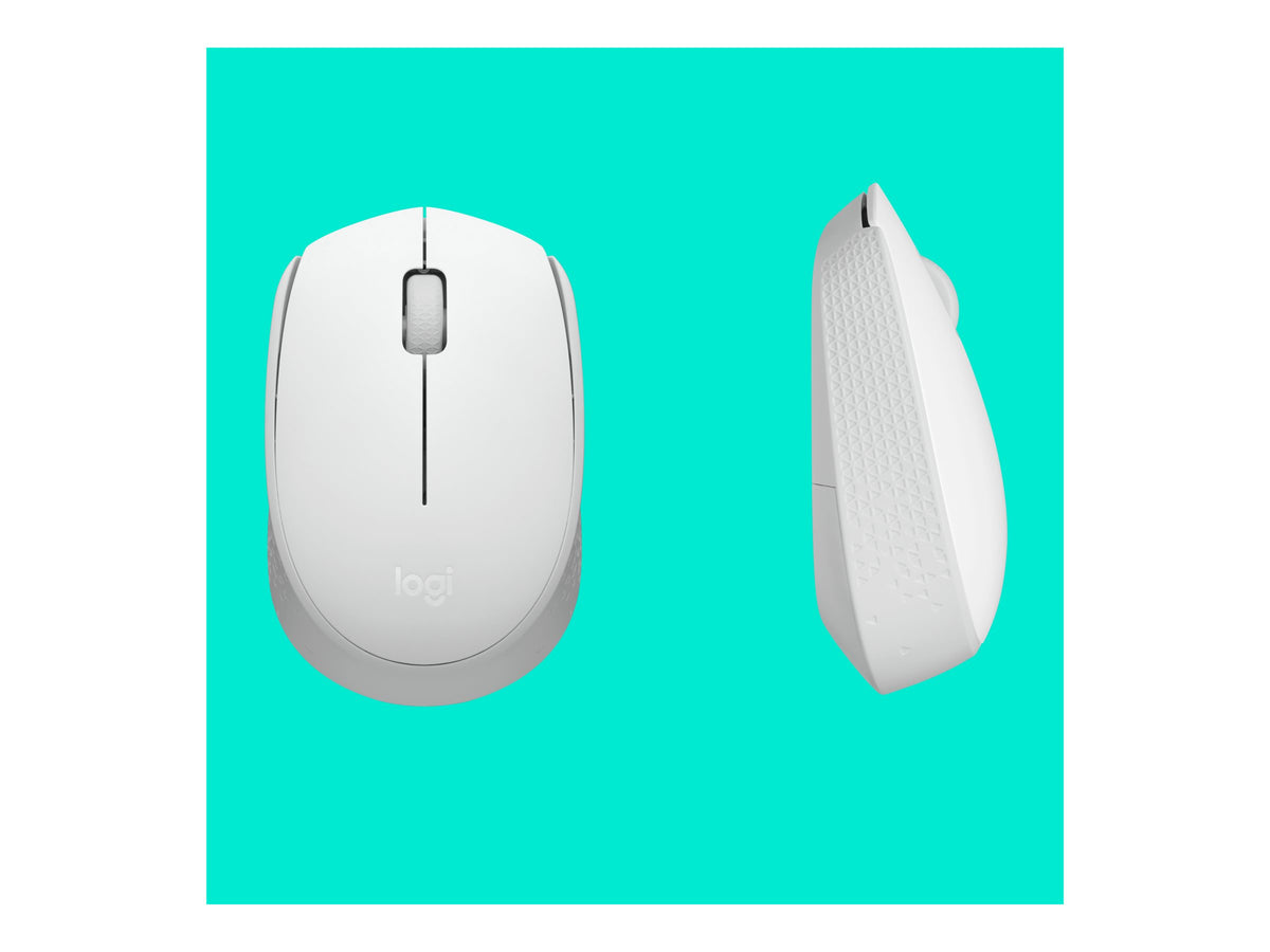 Logitech M170 Wireless Mouse, Ambidextrous, Off-white - Ratón - diestro y zurdo - óptico - 3 botones - inalámbrico - 2.4 GHz - receptor inalámbrico USB - blanco hueso