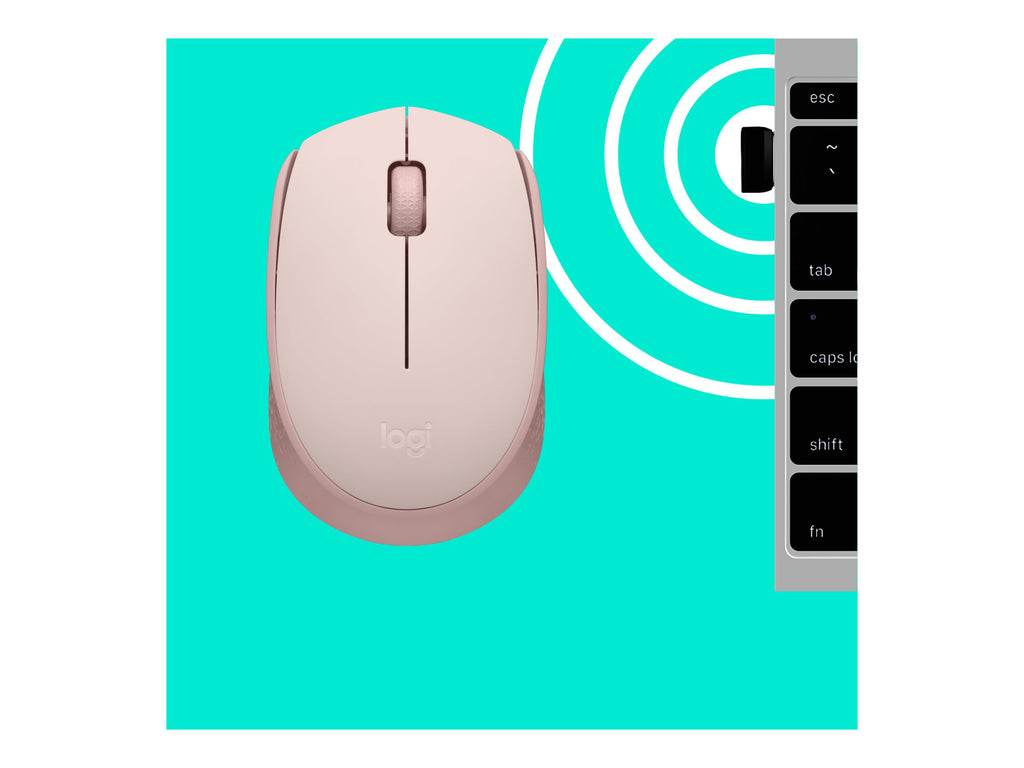 Logitech M170 Wireless Mouse, Ambidextrous, Rose - Ratón - diestro y zurdo - óptico - 3 botones - inalámbrico - 2.4 GHz - receptor inalámbrico USB - rosa