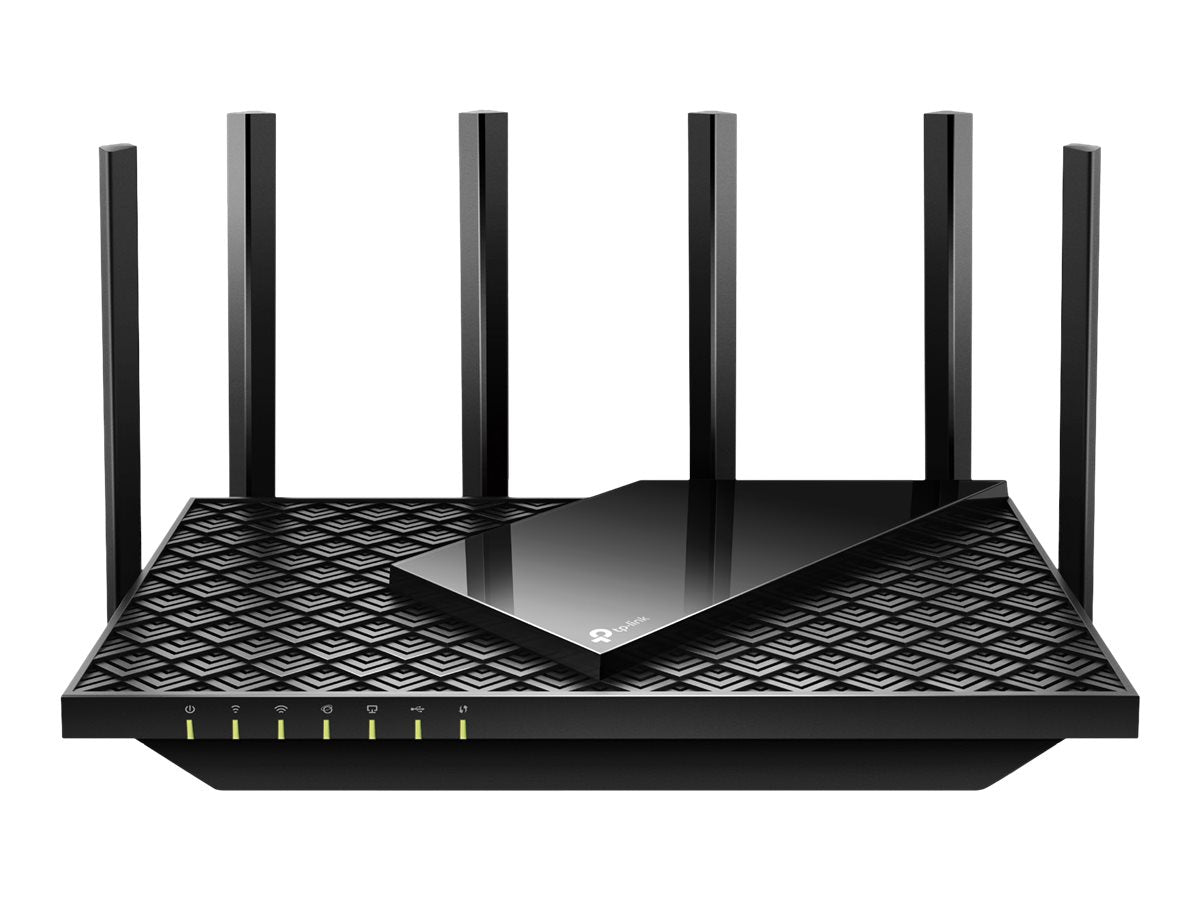 TP-LINK Archer AX73 - V1 - - enrutador inalámbrico - conmutador de 4 puertos - 1GbE - Wi-Fi 6 - Doble banda - hasta 5.4Gbps - Estructura 4T4R y HE160 en la banda 5GHz que permite una conexión ultrarrápida de 4.8 Gbps - 6 potentes antenas - Entrada USB 3.0