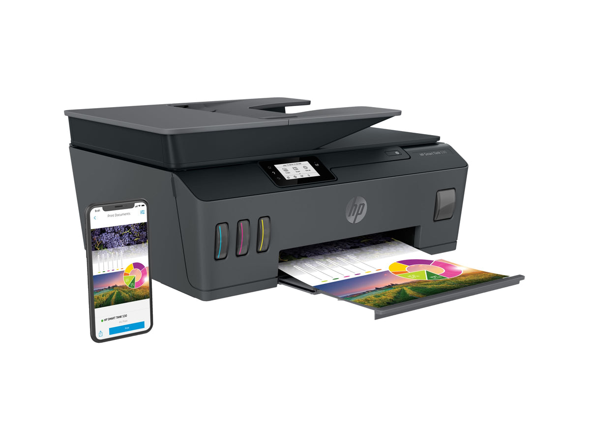 HP Smart Tank 530 - Impresora multifunción - color - chorro de tinta - Legal (216 x 356 mm) (original) - A4/Legal (material) - hasta 10 ppm (copiando) - hasta 11 ppm (impresión) - 100 hojas - USB 2.0, Wi-Fi(n), Bluetooth