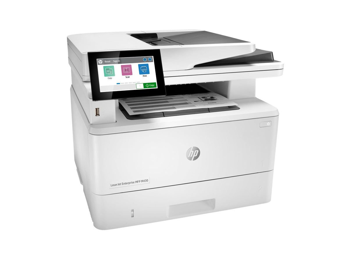 HP LaserJet Enterprise MFP M430f - Impresora multifunción - B/N - laser - 216 x 297 mm (original) - A4 (material) - hasta 40 ppm (copiando) - hasta 42 ppm (impresión) - 350 hojas - 33.6 Kbps - USB 2.0, Gigabit LAN, host USB 2.0