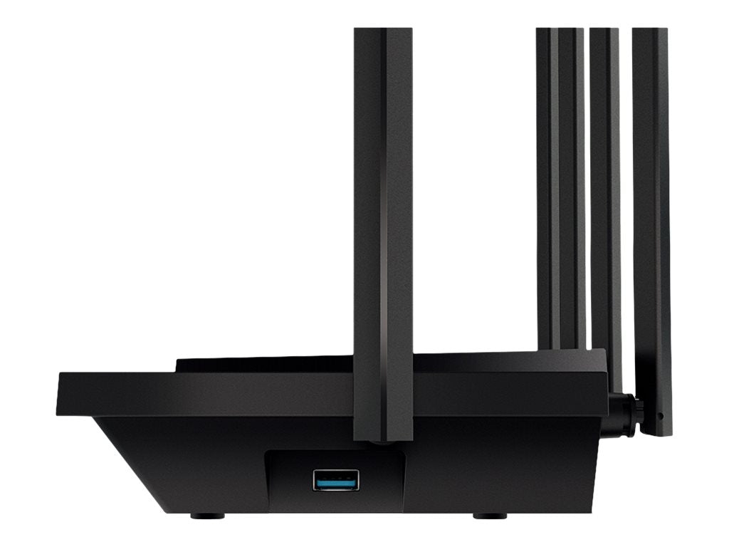 TP-LINK Archer AX73 - V1 - - enrutador inalámbrico - conmutador de 4 puertos - 1GbE - Wi-Fi 6 - Doble banda - hasta 5.4Gbps - Estructura 4T4R y HE160 en la banda 5GHz que permite una conexión ultrarrápida de 4.8 Gbps - 6 potentes antenas - Entrada USB 3.0