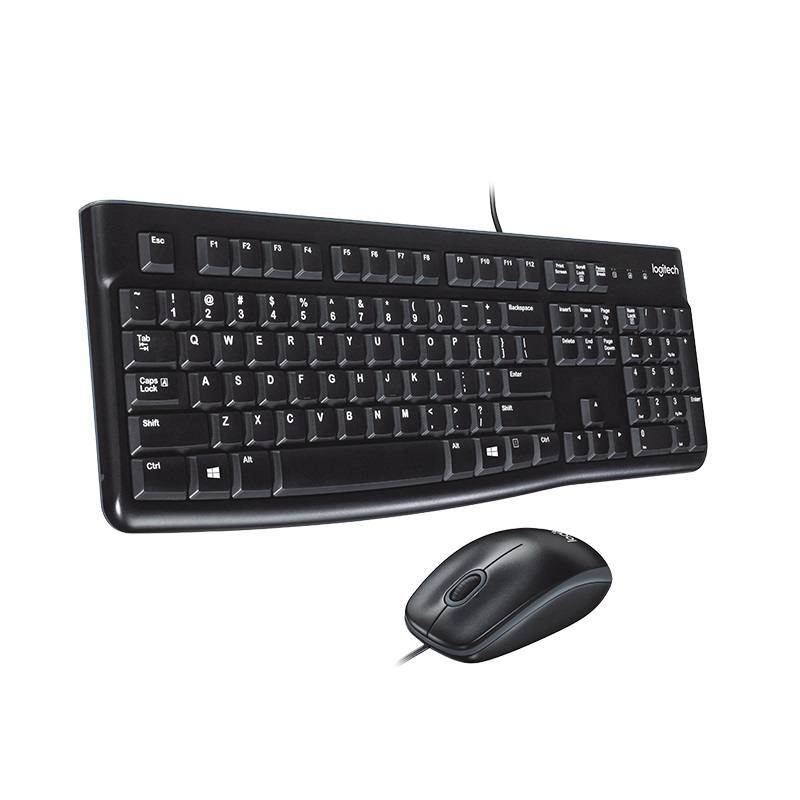 Combo Teclado y Ratón LOGITECH MK120, Conexión USB, Inglés, Negro