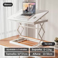 Mesita auxiliar Multifuncional Qinxiang A659, plegable y elevable, altura ajustables a 3 niveles, 50x37cm, color Blanco