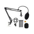 Soporte de mesa para micrófonos MYS NB35, desde 1.693" hasta 1.811" de diametro, incluye filtro, color negro, metal