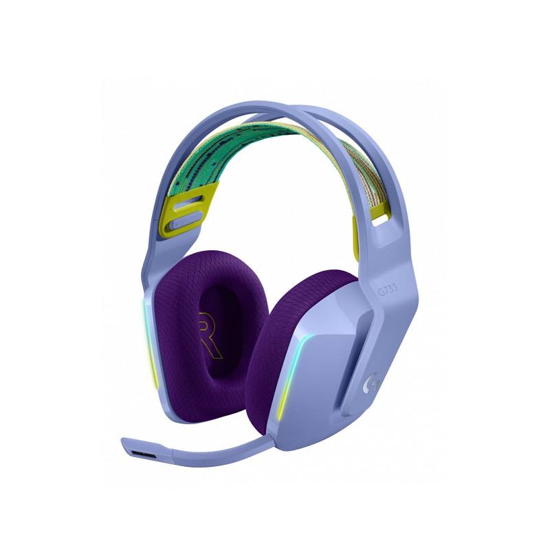 Headset Gaming LOGITECH G733 LIGHTSPEED RGB, conexión Inalámbrico, 7.1 Surround, para PS4 & PC, color Lila