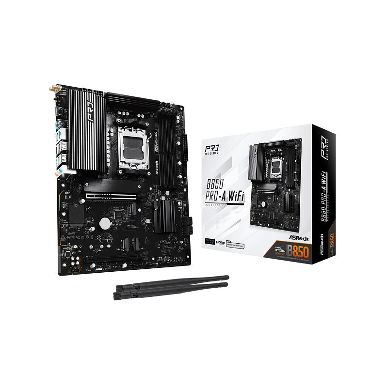 Tarjeta Madre ASROCK B850 Pro A WiFi, AMD AM5 Series 9000, DDR5 8000, M.2, HDMI, Wi-Fi 6E, ATX
