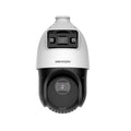 Cámara PT IP Hikvision, Poe, TandemVu 4MP + 4MP, 25X Color Vu, Bullet IR: 30m, PTZ IR: 100M, hasta 256GB Micro SD, IP66, Metal