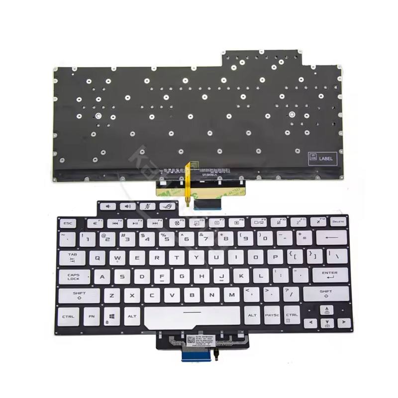Teclado para Asus ASUS ROG Zephyrus G14 GA401 GA401U GA401M GA401QM GA401I GA401QC GA401QH GA401QE, con retroiluminación, plateado, Inglés