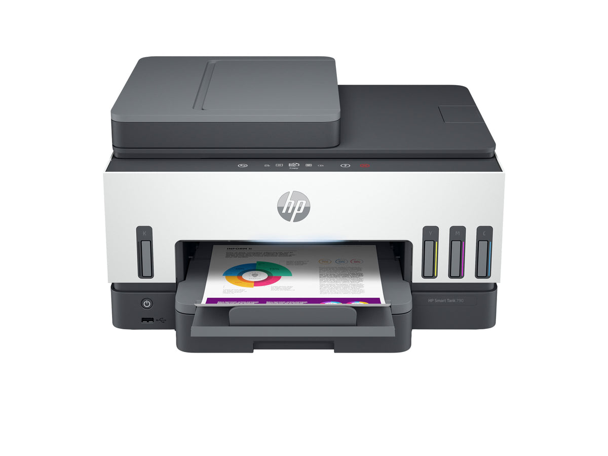 HP Smart Tank 790 All-in-One - Impresora multifunción - color - chorro de tinta - rellenable - Letter A (216 x 279 mm)/A4 (210 x 297 mm) (original) - A4/Legal (material) - hasta 13 ppm (copiando) - hasta 15 ppm (impresión) - 250 hojas - 33.6 Kbps