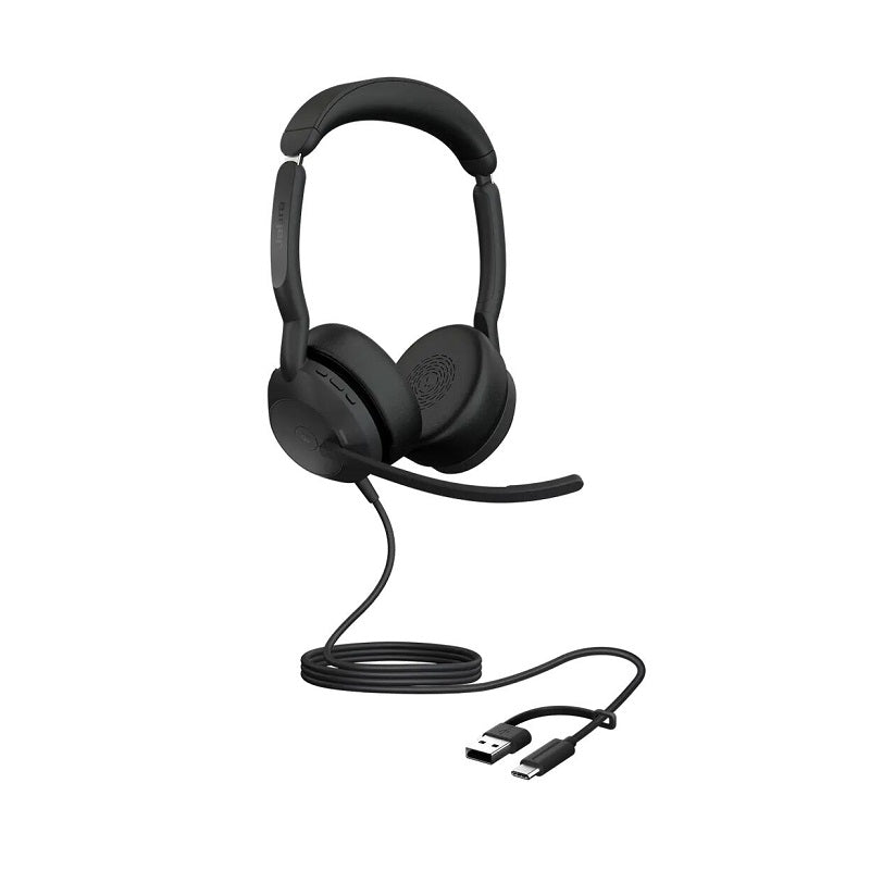 Headset Jabra Evolve 2 50, Conexión USB C/A, Sonido Estéreo Digital con supresión de ruido y Micrófono.