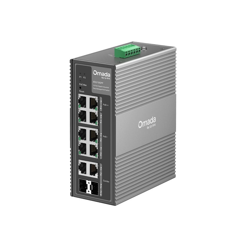 Switch Industrial TP-LINK IES210GPP Omada con 8 Puertos Gigabit (2× PoE++, 6× PoE+), 2× Puertos RJ45/SFP Gigabit