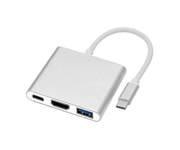 Adaptador Multiple USB 3.1 Tipo C (macho) A USB3.0, HDMI, USB TIPO C (hembra), Soportado En Windows & MacOS High Sierra