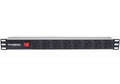 Regleta PDU T-VISION para Rack de 8 puertos hacia la derecha, con interruptor de encendido y apagado, Horizontal