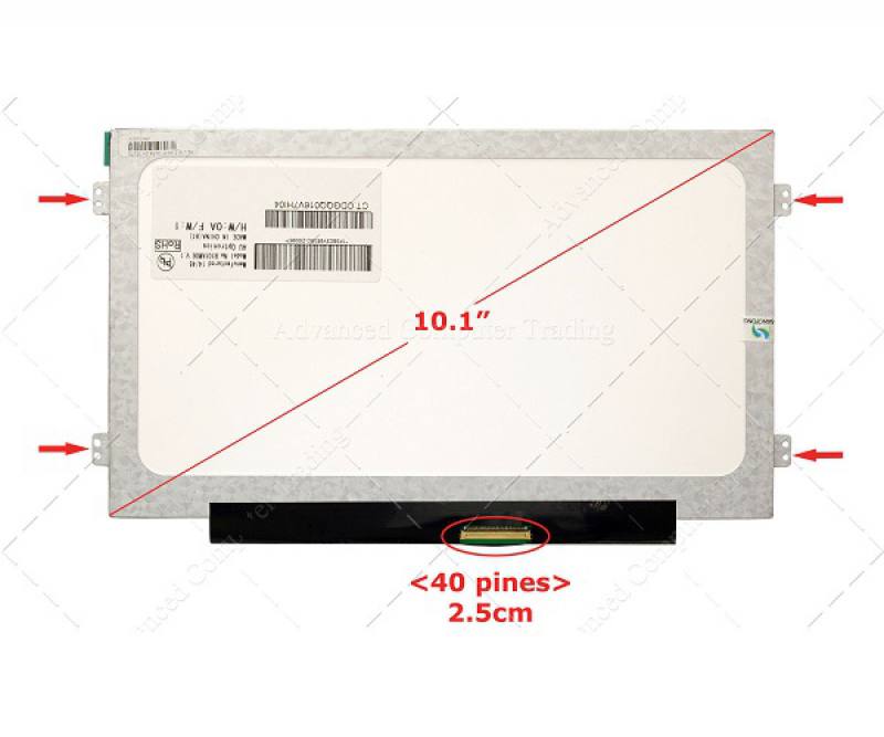 Pantalla para laptop 10.1" WSVGA (1024x600) 40 pines LED Slim