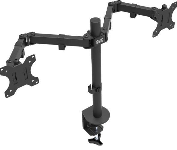 Soporte de escritorio KLIP XTREME para 2 Monitores, 12-32, Rotación 360°, 17.6LBS, con abrazadera.