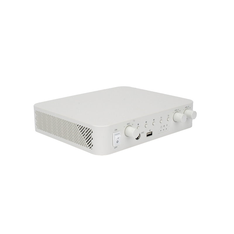 Amplificador analógico HIKVISION QAE0A60G1-VB, dos zonas, 60W, Entrada y Salida RCA, USB, 1 Entrada Micrófono, 24VCD