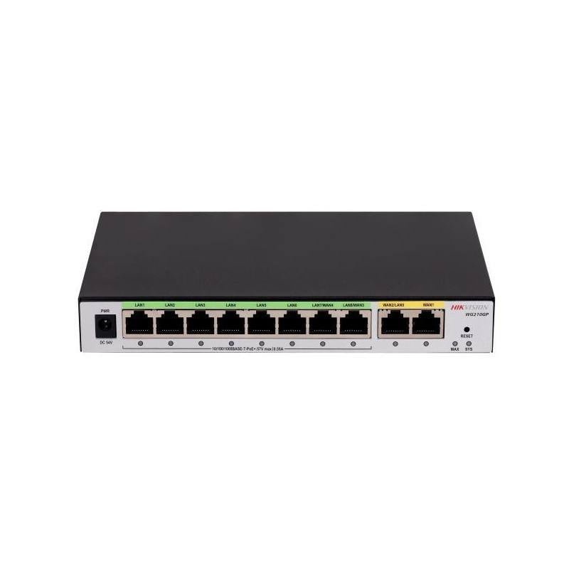 Router Hikvision DS-3WG210GP-SI, 8 Puertos PoE Gigabit, 2 Puertos Gigabit (WAN), 1000Mbps, 75W