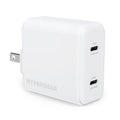 Cargador de Pared HYPERGEAR, 5V 3A, 2x SpeedBoost 20W USB tipo C PD con PPS, Blanco, carga rápida