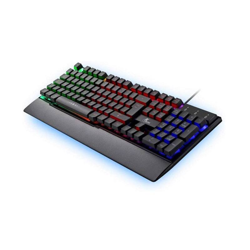 Teclado Gaming XTECH Armiger, Iluminación LED multicolor, conexión USB, Español, Negro