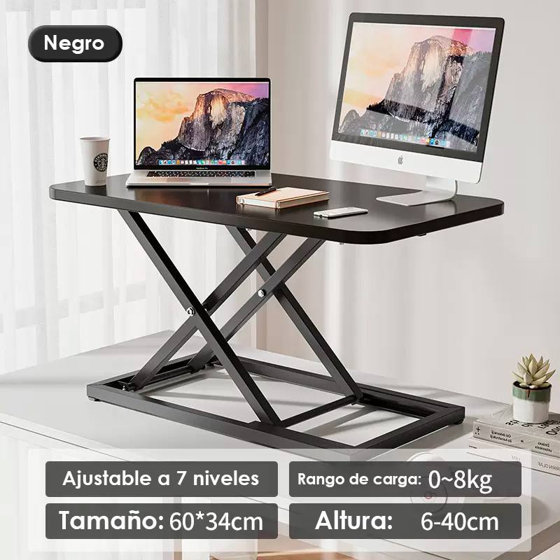 Mesita auxiliar Multifuncional Qinxiang A659, plegable, altura ajustables a 7 niveles, 60x34cm, color Negro