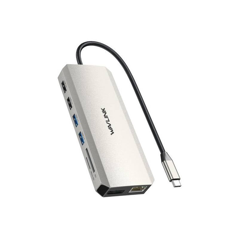Adaptador multiples 12 en 1 Wavlink UMD302 USB-C, para pantalla triple 4K, 2x HDMI, 1x Display Port, Gigabit Ethernet, USB 3.0, SD/MSD, Audio