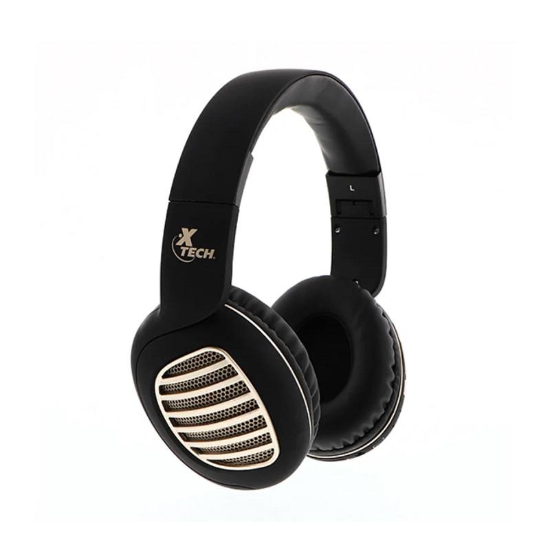 Headset XTECH Palladium, conexión inalámbrica bluetooth, micrófono, color negro dorado