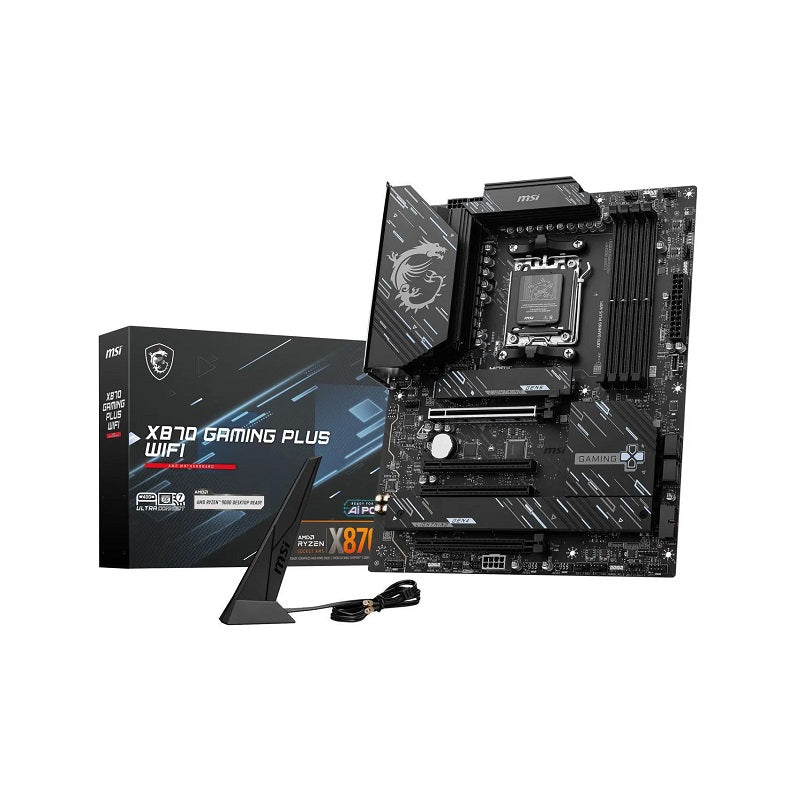 Tarjeta Madre MSI X870 GAMING PLUS WIFI, AMD Socket AM5 serie 9000, DDR5 8200, SATA 6Gb/s, M.2, HDMI, ATX