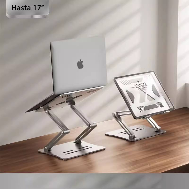 Base T-VISION D32/ZJ23, para laptops de hasta 17.3", 3 niveles, Altura Ajustable Hasta 52cm, Plateada