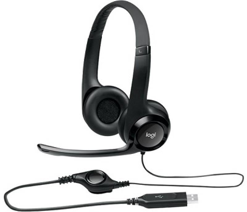 Headset Logitech H390, Conexión USB, Sonido Estéreo Digital con supresión de ruido y Micrófono.