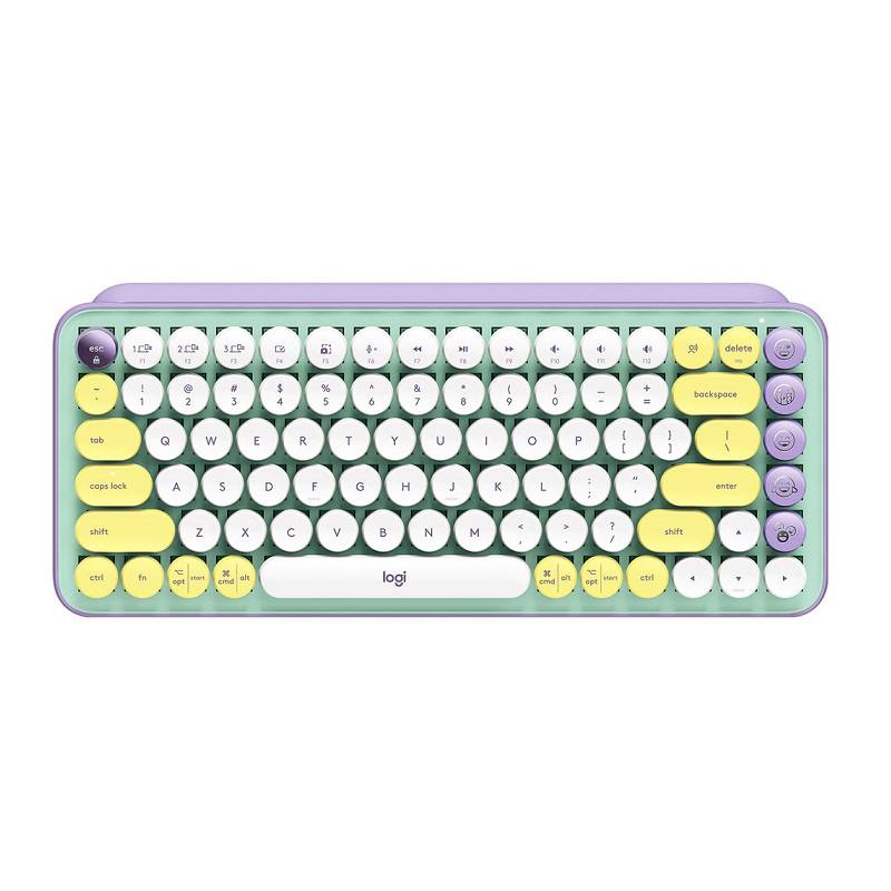Teclado Mecánico LOGITECH POP Keys DayDream emojis, Conexión Simultanea hasta 3 Dispositivos vía receptor USB o Bluetooth, Verde Menta In