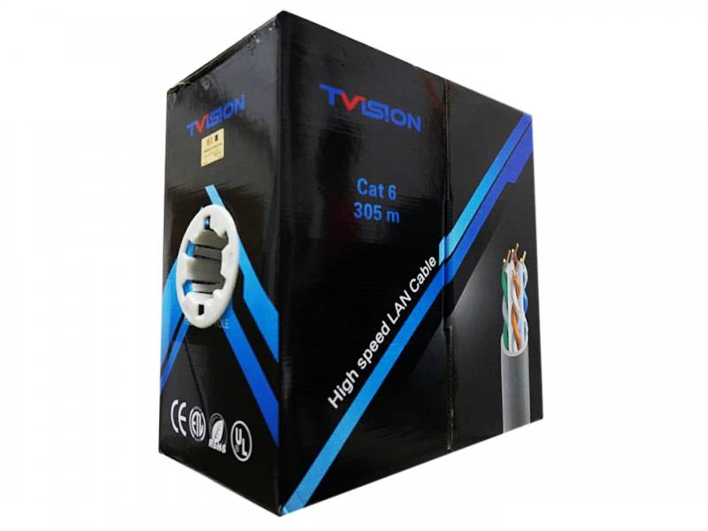 CAJA DE CABLE UTP CAT6 T-VISION, 1000 PIES ROJO, 100% COBRE, CERTIFICADO, CE, PASS FLUKE