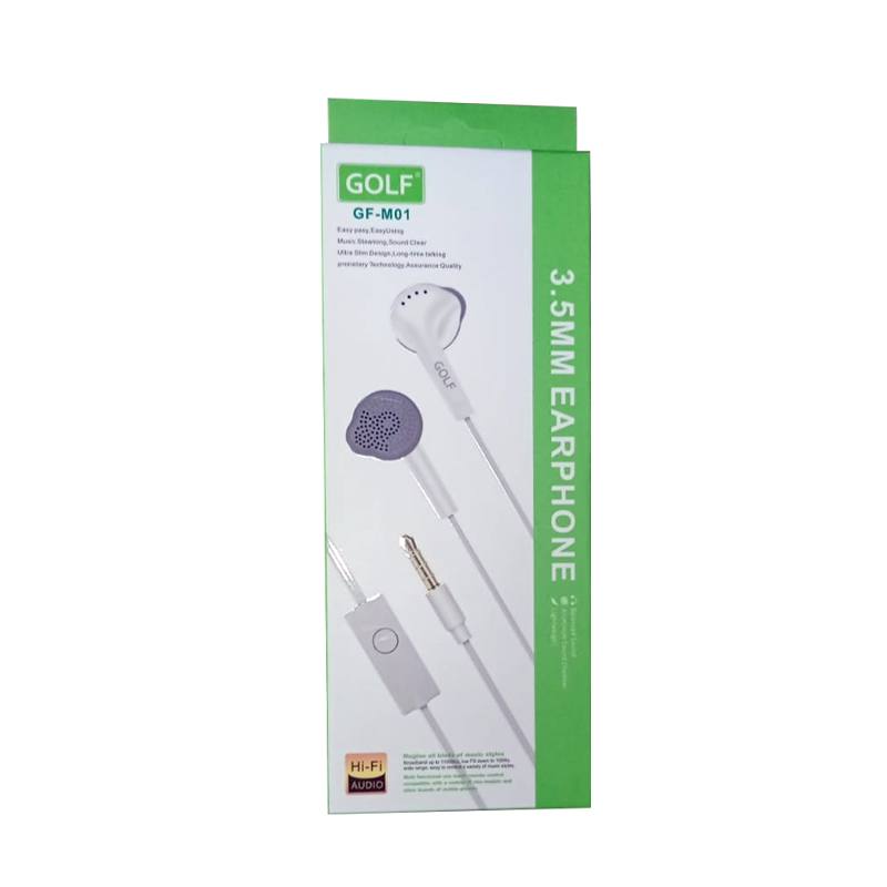 Audifonos GOLF GF-M01 con micrófono, conexión 3.5mm, Blanco
