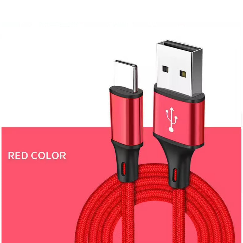 Cable USB 3.1 a USB Tipo C T-VISION de 1.5 Metros, soporta carga súper rápida 5A, trenzado color rojo