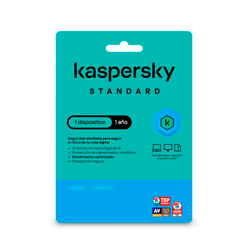 Programa Antivirus KASPERSKY Estandar para 1 Dispositivo, 1 año de suscripción