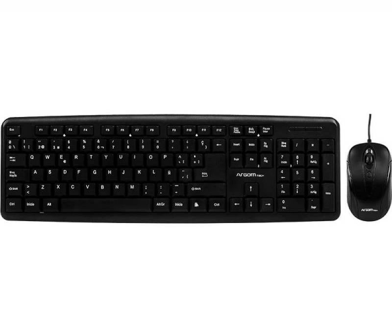 Combo Teclado y Ratón ARGOM KB-7418, Conexión USB, Español, Negro