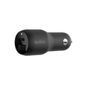 Cargador de Carro BELKIN CCB004BTBK, con puerto USB Tipo C y USB-A, con PPS 37W, incluye cable  Lightning, Negro