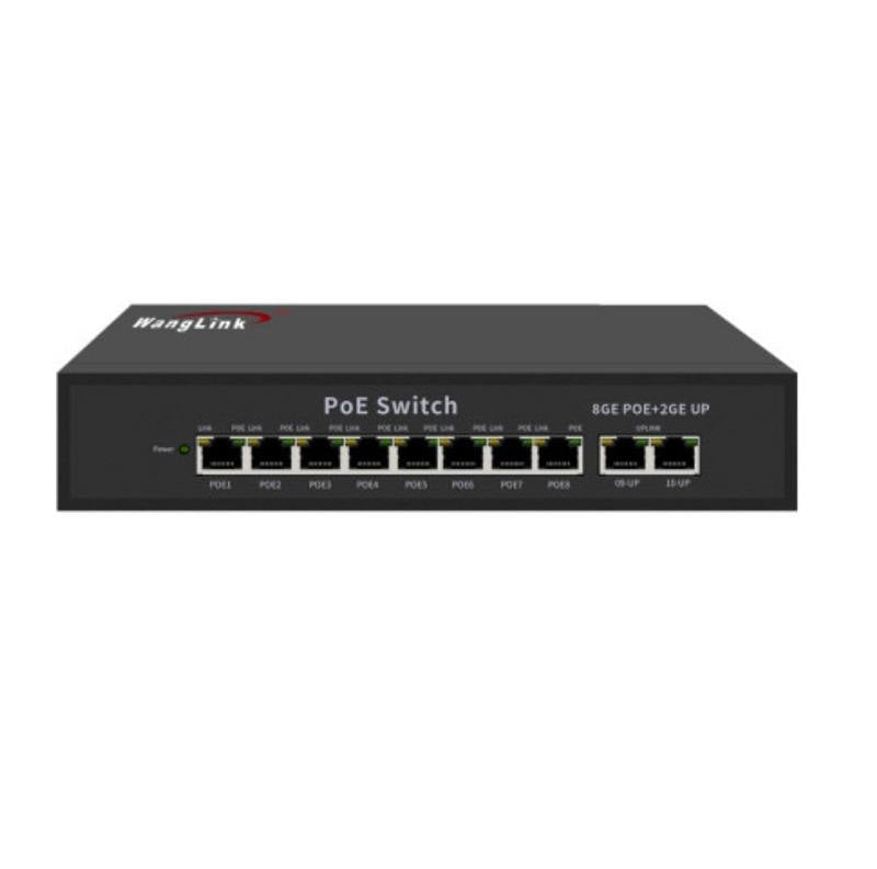 Switch T-VISION 8GE-2GE, de 10 puertos, 8 puertos POE 10/100/1000M + 2 puertos 1000M Gigabit UpLink, 120W